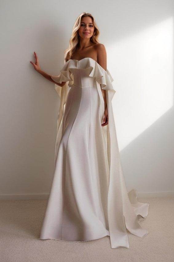 Sheath Sweep-Brush Train Elastic Cloth Wedding Dress CW3452 - COCOMELODY